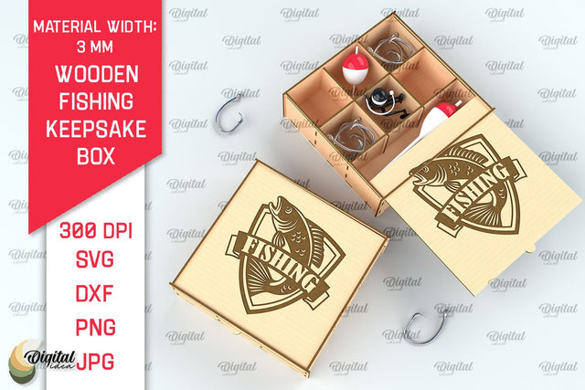 Wooden Fishing Box Laser Cut. 3D Fishing Box SVG SVG Evgenyia Guschina 