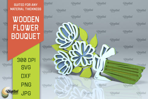 Wooden Flower Bouquet Laser Cut Bundle. Mothers Day SVG SVG Evgenyia Guschina 