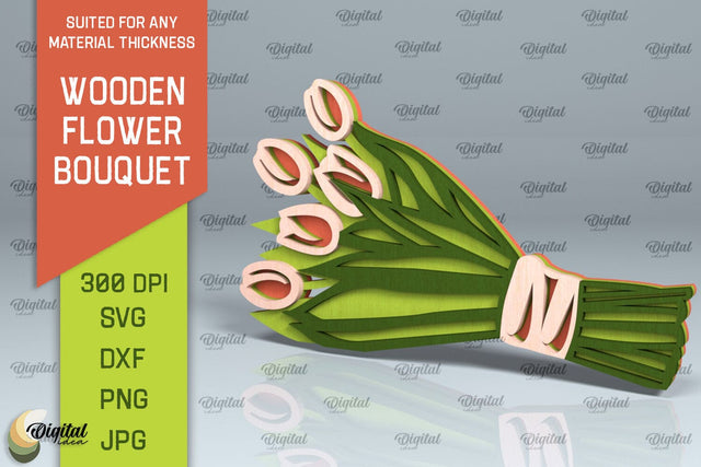 Wooden Flower Bouquet Laser Cut. Mothers Day SVG SVG Evgenyia Guschina 
