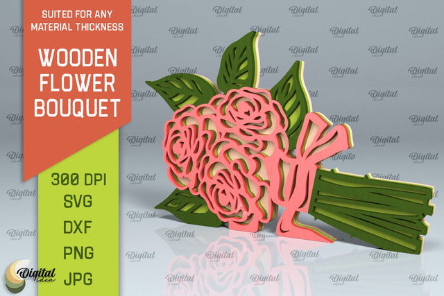 Wooden Flower Bouquet Laser Cut. Mothers Day SVG SVG Evgenyia Guschina 