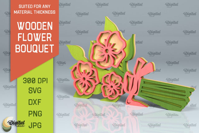 Wooden Flower Bouquet Laser Cut. Mothers Day SVG SVG Evgenyia Guschina 