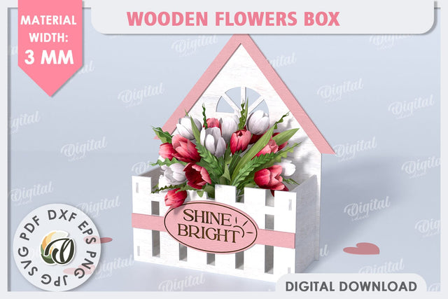Wooden Flower Box Laser Cut. Gift Box. Mothers Day SVG SVG Evgenyia Guschina 