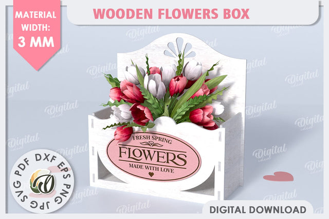 Wooden Flower Box Laser Cut. Gift Box. Mothers Day SVG SVG Evgenyia Guschina 