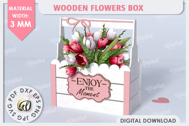 Wooden Flower Box Laser Cut. Gift Box. Mothers Day SVG SVG Evgenyia Guschina 