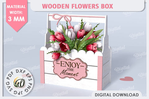 Wooden Flower Box Laser Cut. Gift Box. Mothers Day SVG SVG Evgenyia Guschina 