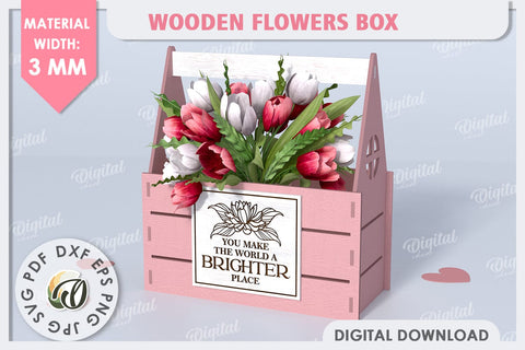 Wooden Flower Box Laser Cut. Gift Box. Mothers Day SVG SVG Evgenyia Guschina 