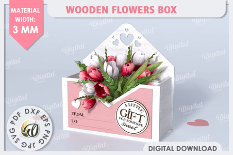Wooden Flower Box Laser Cut. Gift Box. Mothers Day SVG SVG Evgenyia Guschina 