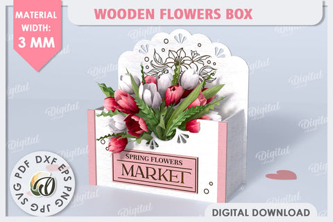 Wooden Flower Box Laser Cut. Gift Box. Mothers Day SVG SVG Evgenyia Guschina 