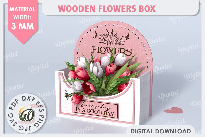 Wooden Flower Box Laser Cut. Gift Box. Mothers Day SVG SVG Evgenyia Guschina 