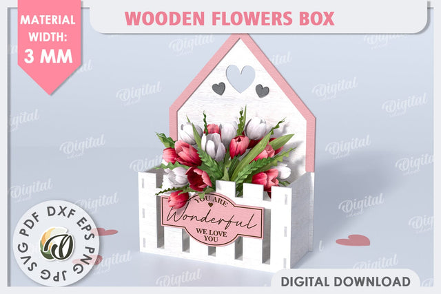 Wooden Flower Box Laser Cut. Gift Box. Mothers Day SVG SVG Evgenyia Guschina 