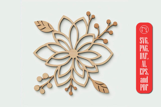 Wooden Flower Laser Cut SVG cut file SVG MD JOYNAL ABDIN 