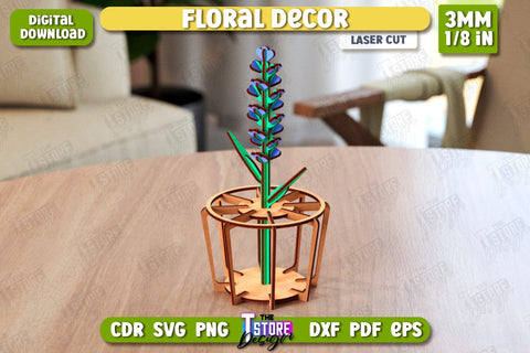 Wooden Flower with Stand Bundle | Eternal Flower Laser Cut Set | Gift Idea | CNC Files SVG The T Store Design 