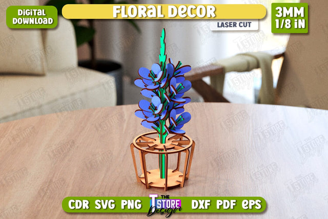 Wooden Flower with Stand | Eternal Flower Laser Cut | Lupine | Gift Idea | CNC File SVG The T Store Design 