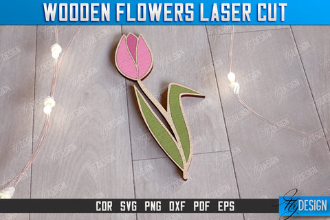 Wooden Flowers Bundle | Eternal Flowers | Wooden Bouquet | Gift Idea | CNC Files SVG Fly Design 