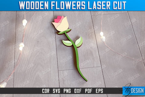 Wooden Flowers Bundle | Eternal Flowers | Wooden Bouquet | Gift Idea | CNC Files SVG Fly Design 