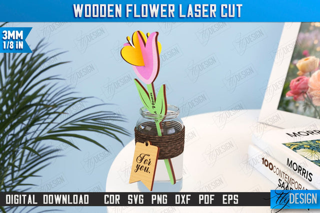 Wooden Flowers | Eternal Flowers | Wooden Bouquet | Gift Idea | CNC File SVG Fly Design 