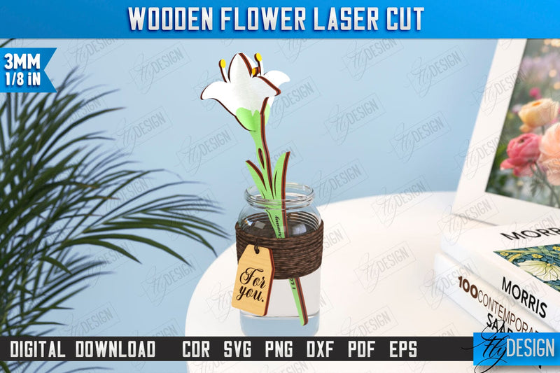 Wooden Flowers | Eternal Flowers | Wooden Bouquet | Gift Idea | CNC File SVG Fly Design 