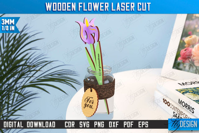 Wooden Flowers | Eternal Flowers | Wooden Bouquet | Gift Idea | CNC File SVG Fly Design 