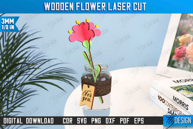 Wooden Flowers | Eternal Flowers | Wooden Bouquet | Gift Idea | CNC File SVG Fly Design 