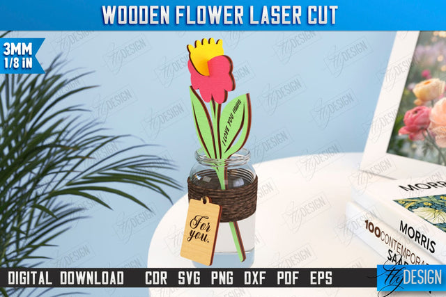 Wooden Flowers | Eternal Flowers | Wooden Bouquet | Gift Idea | CNC File SVG Fly Design 