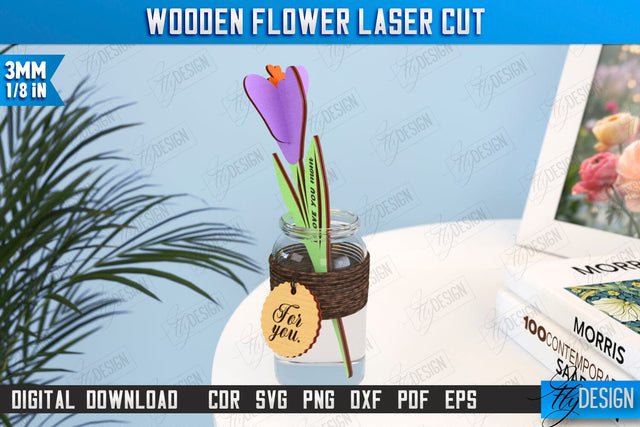 Wooden Flowers | Eternal Flowers | Wooden Bouquet | Gift Idea | CNC File SVG Fly Design 