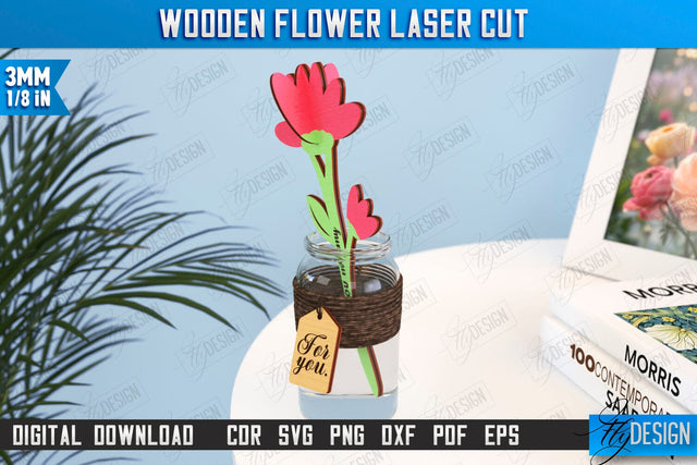 Wooden Flowers | Eternal Flowers | Wooden Bouquet | Gift Idea | CNC File SVG Fly Design 