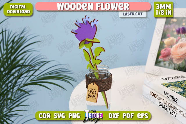 Wooden Flowers | Eternal Flowers | Wooden Bouquet | Gift Idea | CNC File SVG The T Store Design 