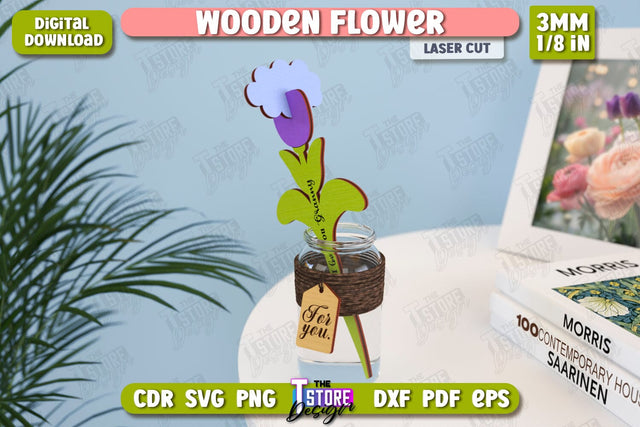 Wooden Flowers | Eternal Flowers | Wooden Bouquet | Gift Idea | CNC File SVG The T Store Design 