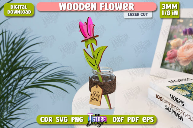 Wooden Flowers | Eternal Flowers | Wooden Bouquet | Gift Idea | CNC File SVG The T Store Design 