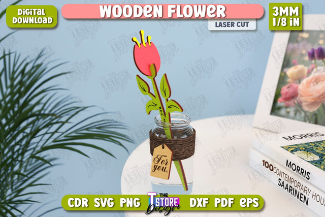 Wooden Flowers | Eternal Flowers | Wooden Bouquet | Gift Idea | CNC File SVG The T Store Design 