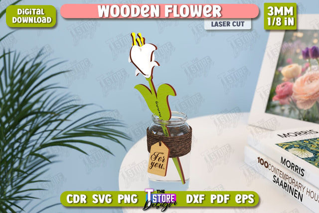Wooden Flowers | Eternal Flowers | Wooden Bouquet | Gift Idea | CNC File SVG The T Store Design 