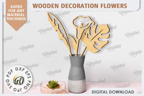 Wooden Flowers Laser Cut Bundle. Wooden Wildflowers SVG SVG Evgenyia Guschina 