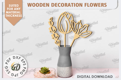 Wooden Flowers Laser Cut Bundle. Wooden Wildflowers SVG SVG Evgenyia Guschina 