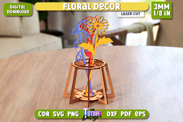 Wooden Flowers with Stand | Eternal Bouquet Laser Cut | Gift Idea | CNC File SVG The T Store Design 
