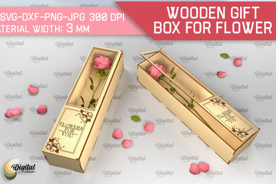 Wooden Gift Box For Flowers SVG. 3D Gift Box Laser Cut SVG Evgenyia Guschina 