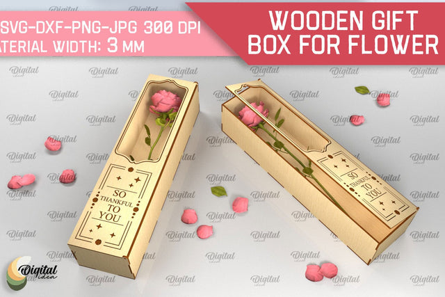 Wooden Gift Box For Flowers SVG. 3D Gift Box Laser Cut SVG Evgenyia Guschina 