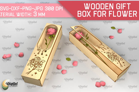 Wooden Gift Boxes For Flowers SVG Bundle. 3D Gift Boxes Laser Cut SVG Evgenyia Guschina 