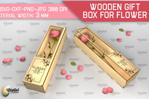 Wooden Gift Boxes For Flowers SVG Bundle. 3D Gift Boxes Laser Cut SVG Evgenyia Guschina 