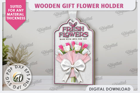 Wooden Gift Flower Holder Laser Cut. Mother's Day Gift SVG SVG Evgenyia Guschina 