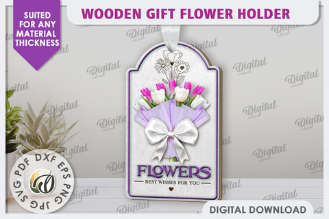Wooden Gift Flower Holder Laser Cut. Mother's Day Gift SVG SVG Evgenyia Guschina 