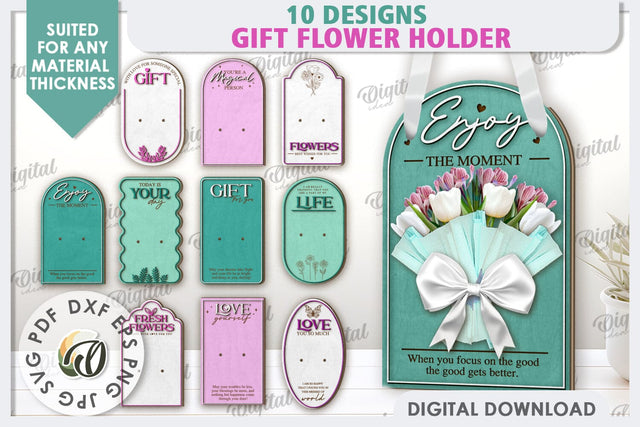Wooden Gift Flower Holders LaserCut Bundle. Mother's Day SVG SVG Evgenyia Guschina 