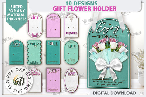 Wooden Gift Flower Holders LaserCut Bundle. Mother's Day SVG SVG Evgenyia Guschina 