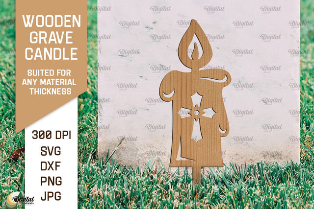 Wooden Grave Candle SVG. Garden Stake Laser Cut SVG Evgenyia Guschina 
