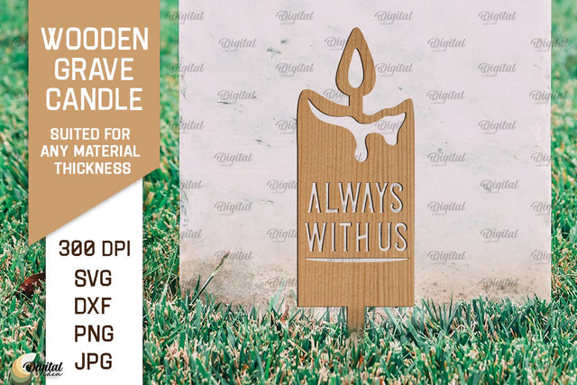 Wooden Grave Candle SVG. Garden Stake Laser Cut SVG Evgenyia Guschina 