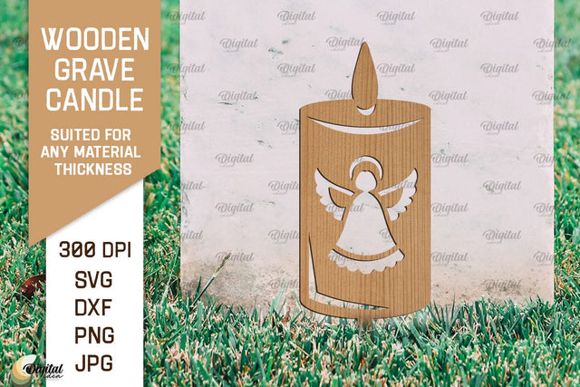 Wooden Grave Candle SVG. Garden Stake Laser Cut SVG Evgenyia Guschina 