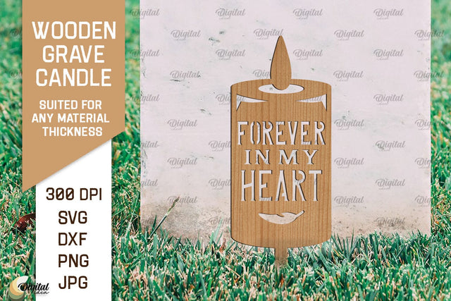Wooden Grave Candle SVG. Garden Stake Laser Cut SVG Evgenyia Guschina 