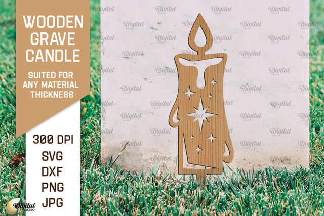 Wooden Grave Candle SVG. Garden Stake Laser Cut SVG Evgenyia Guschina 