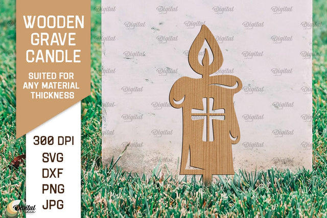Wooden Grave Candle SVG. Garden Stake Laser Cut SVG Evgenyia Guschina 