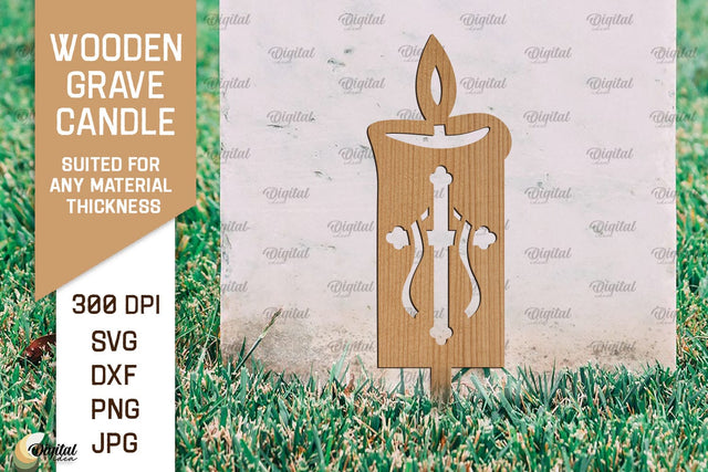 Wooden Grave Candle SVG. Garden Stake Laser Cut SVG Evgenyia Guschina 
