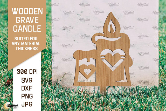 Wooden Grave Candle SVG. Garden Stake Laser Cut SVG Evgenyia Guschina 